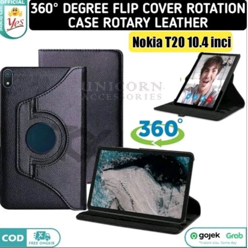 Case Nokia T20 10.4 Inch Cover Casing Rotary Leather Kulit Sarung Tab