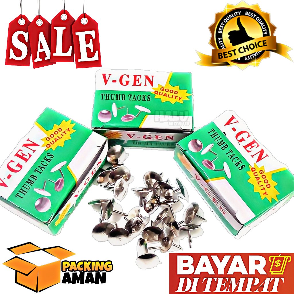 

(BISA COD) PROMO 1 Box Paku Payung / Pines / Thumb Tacks V-GEN / Perkakas
