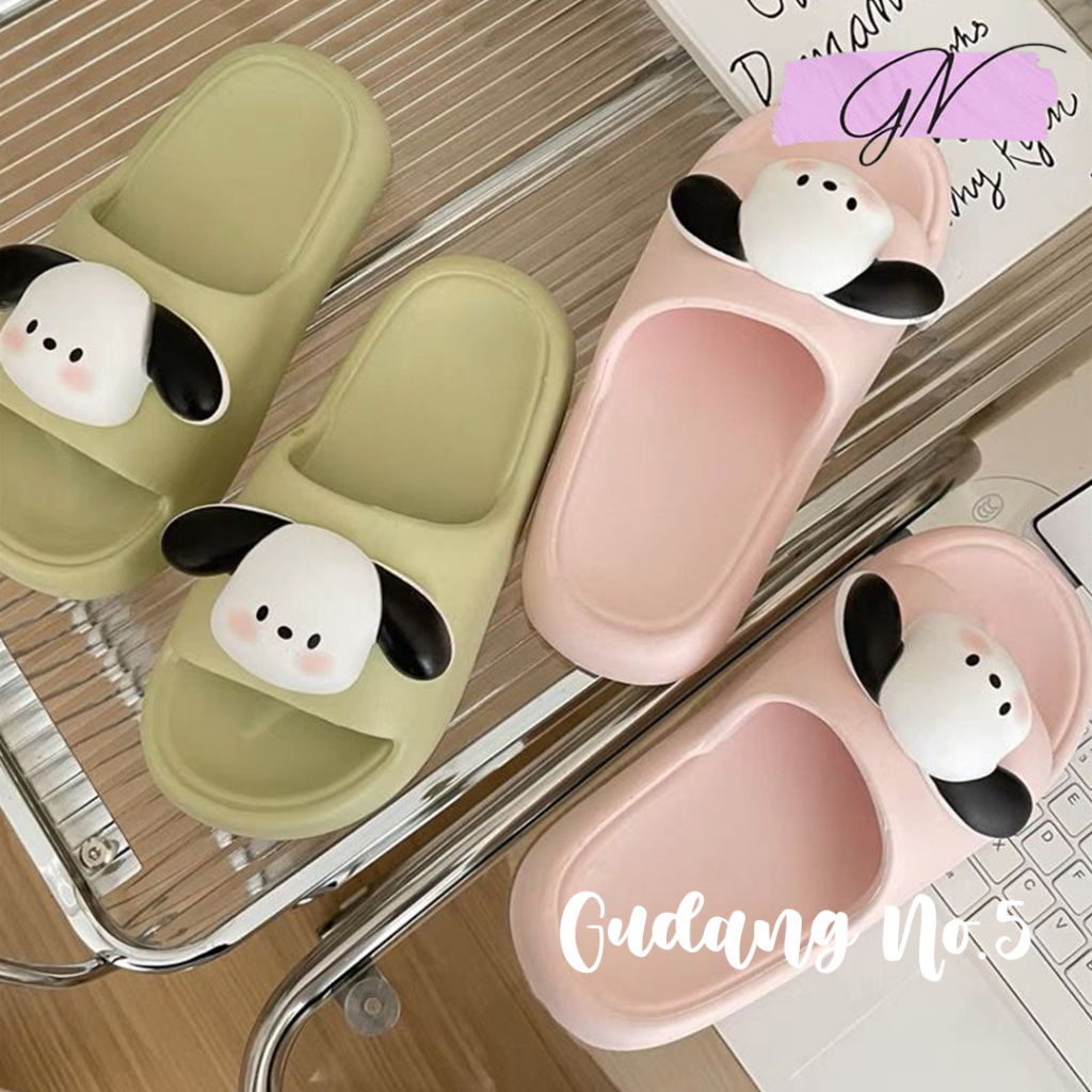 GN-2252-1 Sandal Selop Jelly Motif Doggy 3D Sandal Rumah Wanita Import PCU