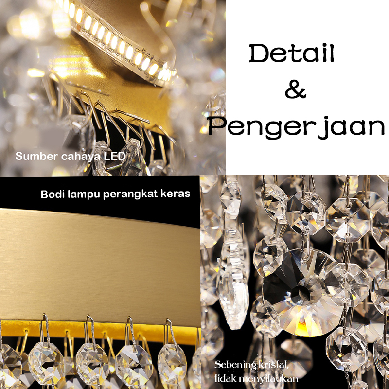 ❣Garansi &amp; 3 warna❣ Lampu Kristal Gantung Mewah 40/60cm Cabang Kamar Tidur Ruang Tamu -Lembur Berflashan  Dekorasi Nordik Modern Chandelier Sederhana