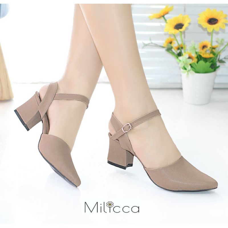 Milicca Sandal Wanita Mules Heels Hak 5 cm Hidelia