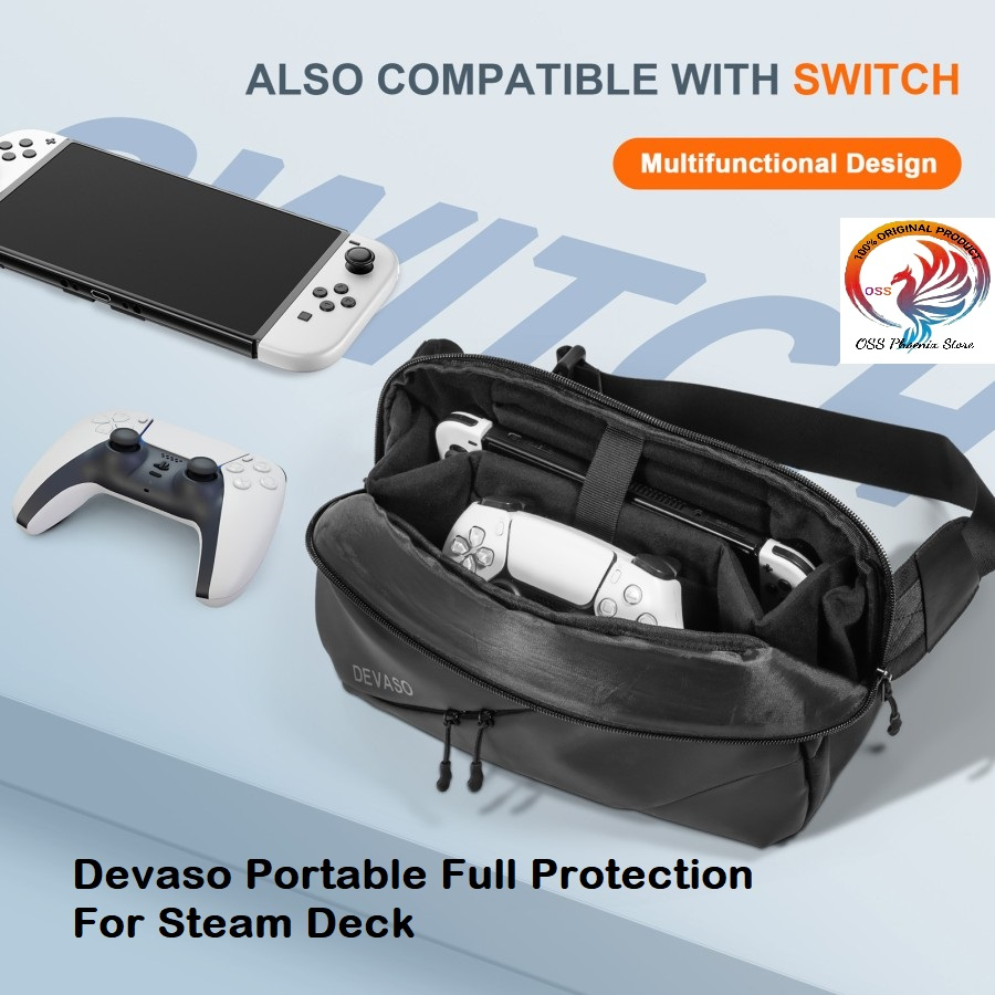 Tas Gaming Devaso Portable Crossbody Bag waterproof PU Steam Deck Rog Ally Switch