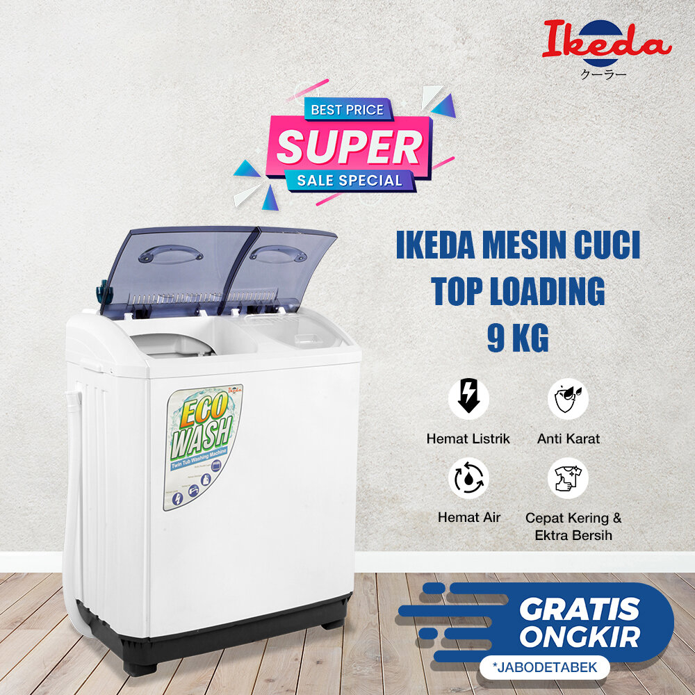 IKEDA Mesin Cuci 2 Tabung 9 Kg IX-9200, Low Watt