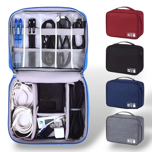 TRAVEL POUCH ORGANIZER CABLE GADGET BAG TAS KABEL CHARGER USB