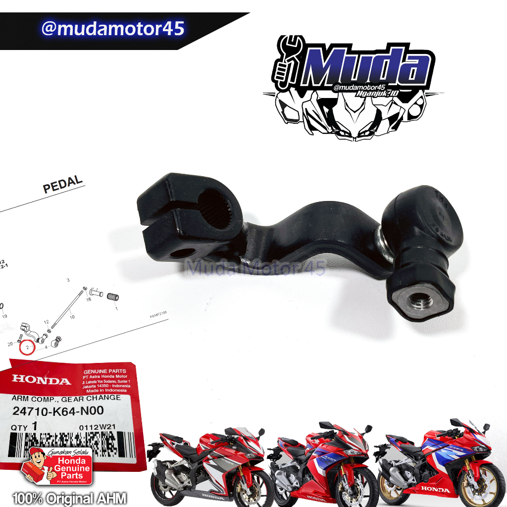 PAHA PERSNELING CBR250RR ARM COMP GEAR CHANGE 24710-K64-N00 24710K64N00 PEDAL PERSENELING OPER GIGI 