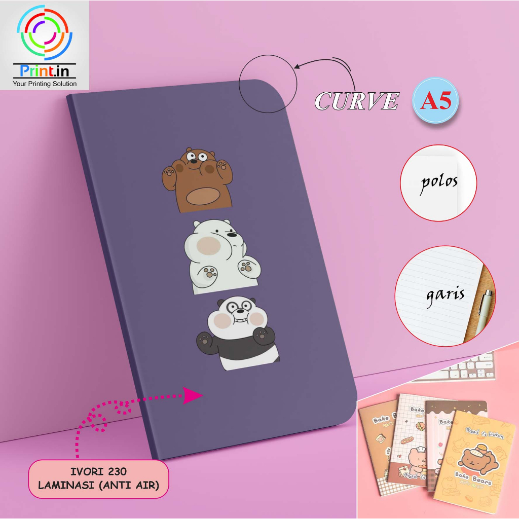 

Notebook/Pocket Note Motif BEAR Softcover,Buku Journal, Catatan Harian
