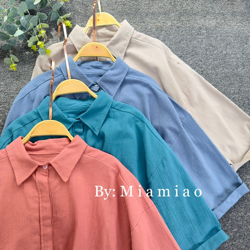 Kemeja Wanita Linen Crinkle Oversize - Moana Shirt