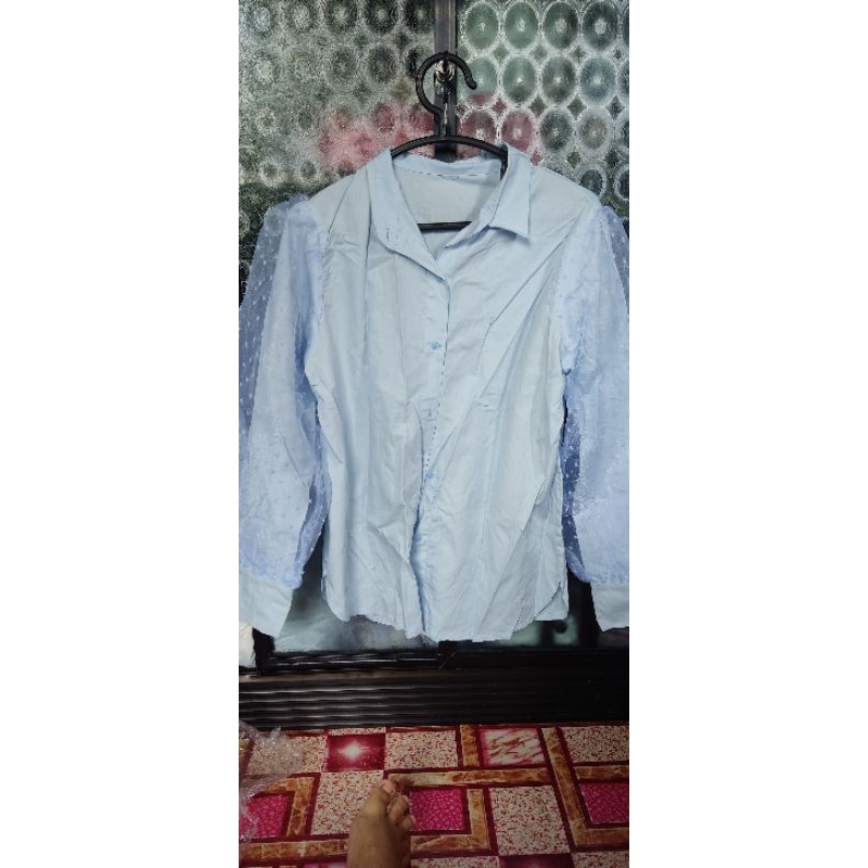 Atasan kemeja biru shopaholic store banjarmasin