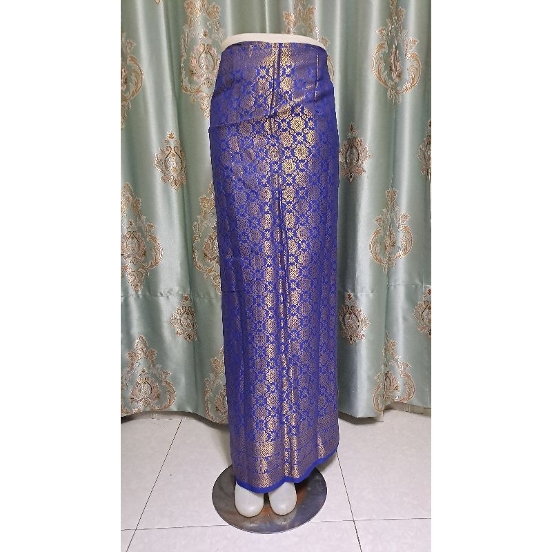 Biru navy gold kain rok span bawahan setelan songket lilit kebaya tenun palembang modern aneka warna