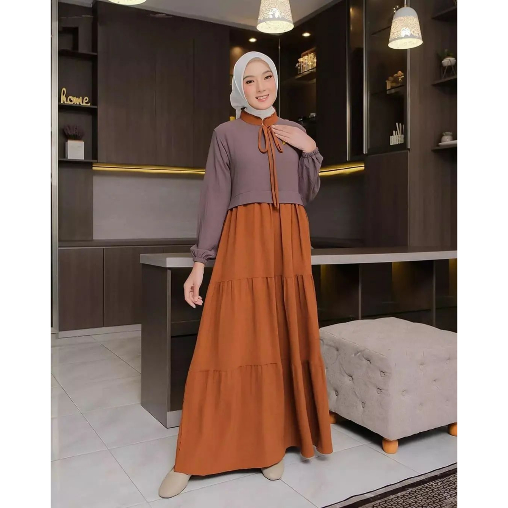 Big Sale Gamis Dress Cringkle Airflow Terbaru Nazwa Dress Maksi Fashion Wanita Muslimah Kekinian 2023 Zipper Depan / Busui Pakaian Muslim Wanita