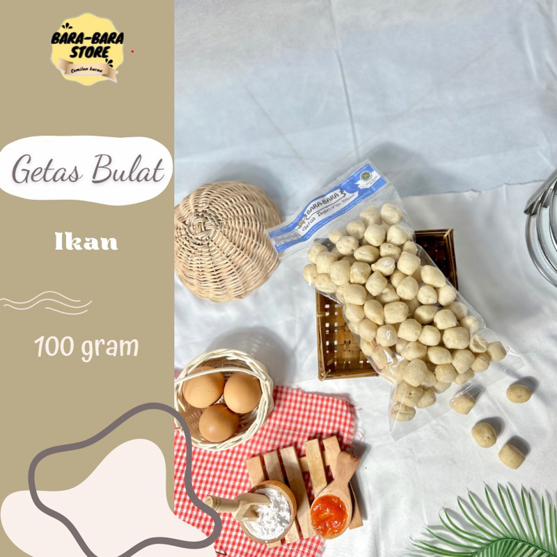 

Getas ikan bulat /snack/cemilan instan/kretek Bangka kemasan 100gram