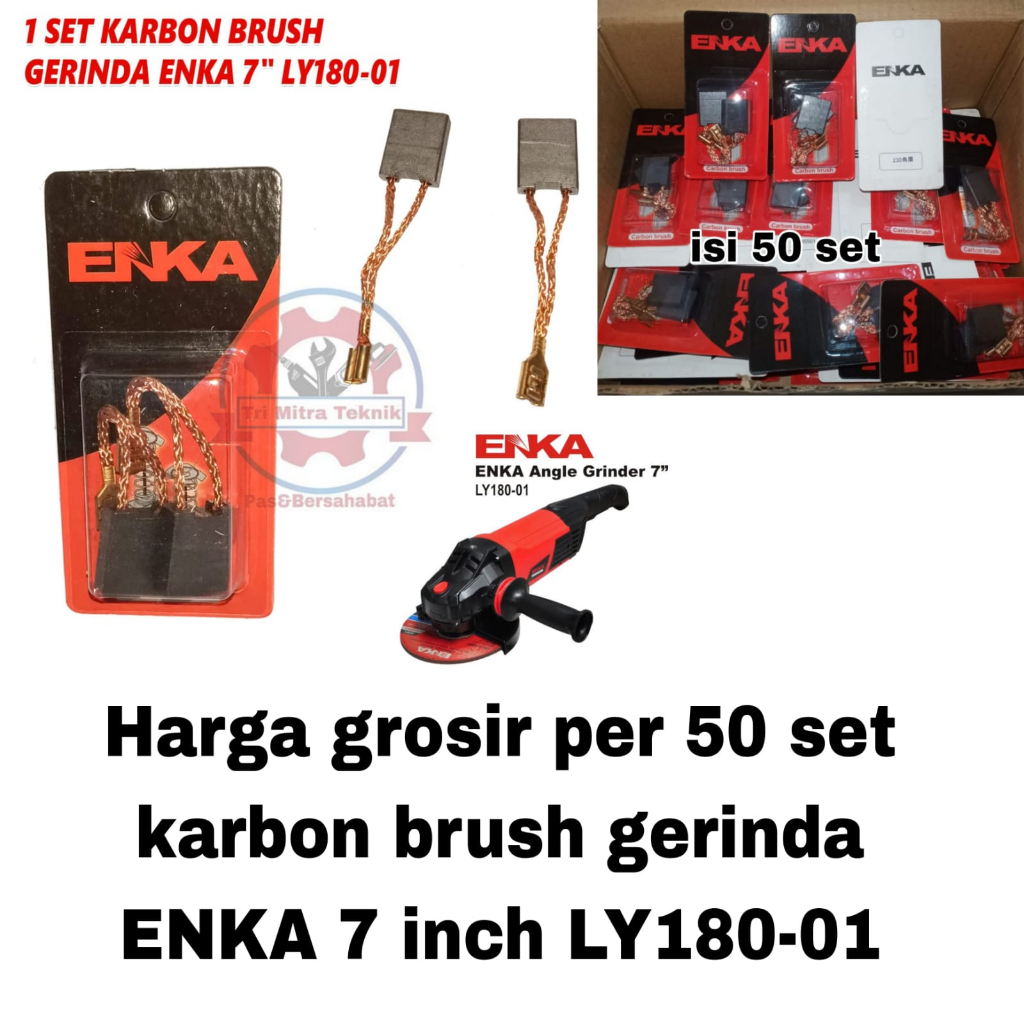 HARGA PER 50 SET Carbon Brush-Arang Spul Gerinda ENKA 7 Inch LY180-01