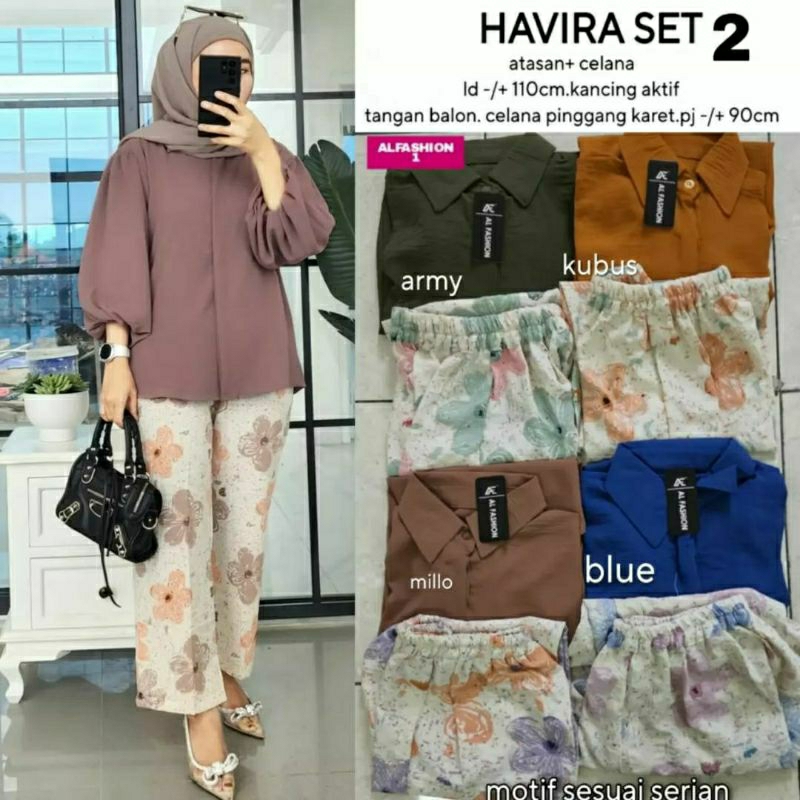 Havira Set #2 SETELAN WANITA CANTIK MODIS 6LD 119 BAHAN CRINCLE IMPORT KANCING AKTIF TERMURAH OOTD KEKINIAN TERLARIS