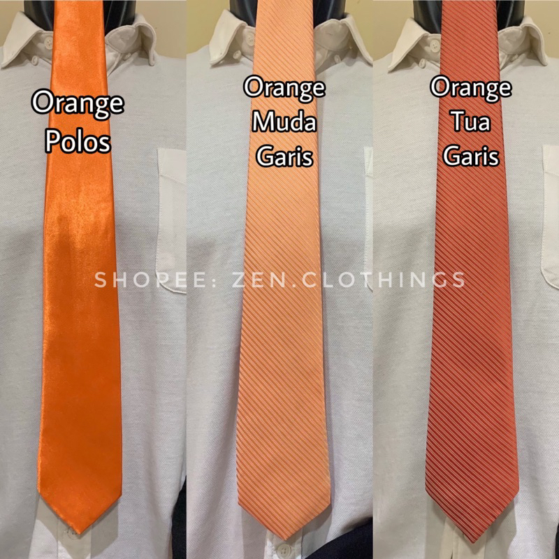 Dasi Panjang Pria Dewasa Warna Orange Gelap Tua Terracotta dan Orens Muda Terang Salem Teracota Polos dan Motif Garis