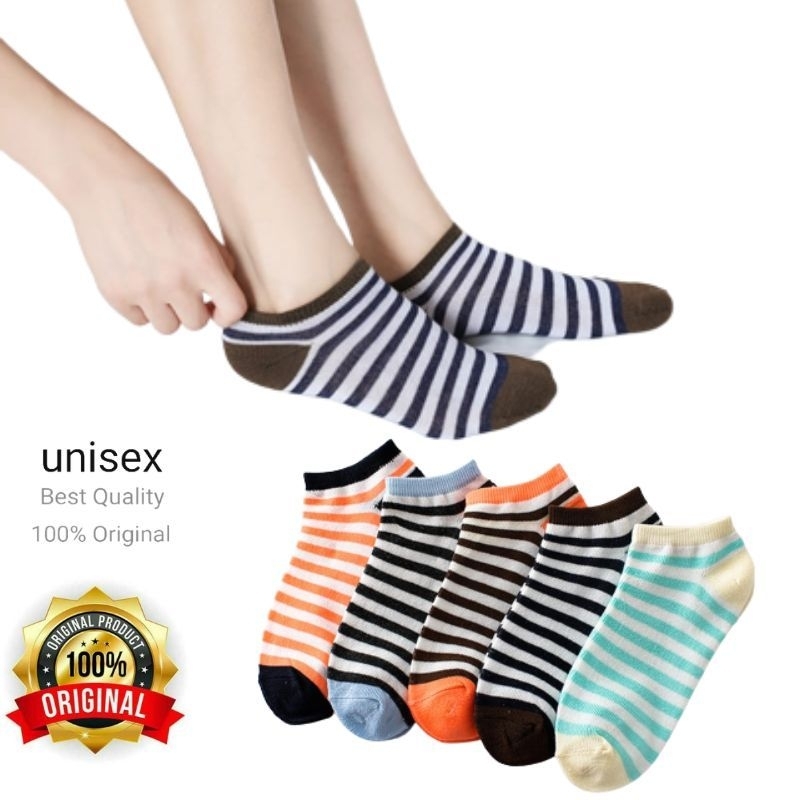 Kaos Kaki Pendek Semata Kaki Wanita &amp; Pria Motif Garis