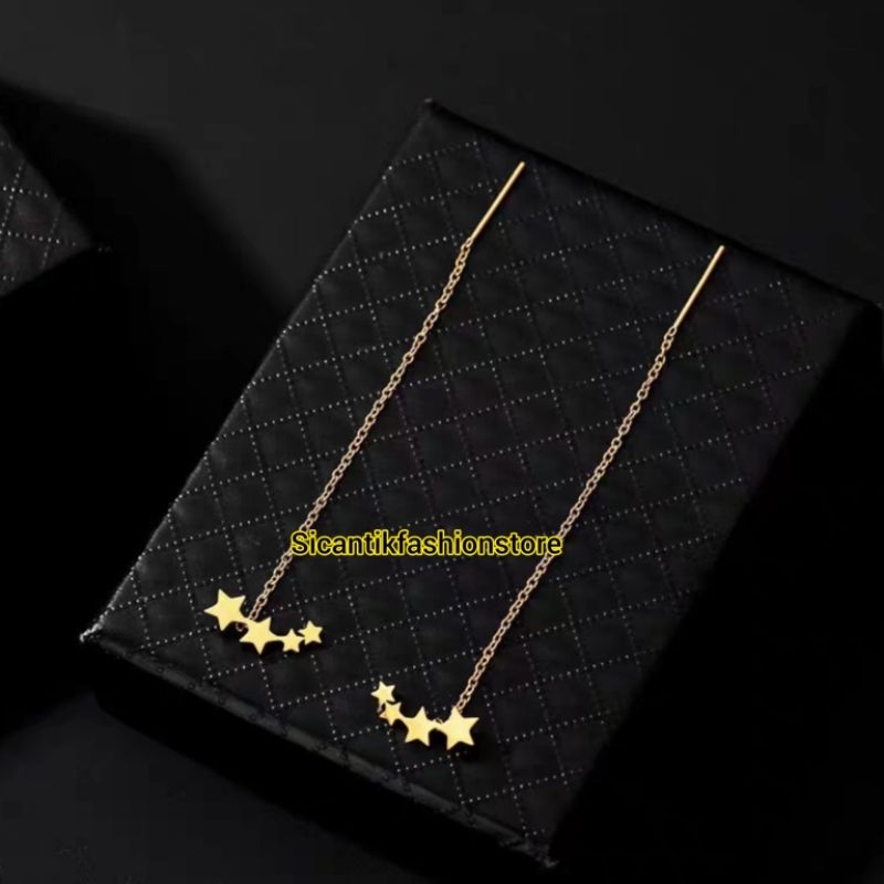 Anting Titanium Wanita Korea Kekinian Motif Bintang Anti Karat Selamanya Anting Wanita Gold