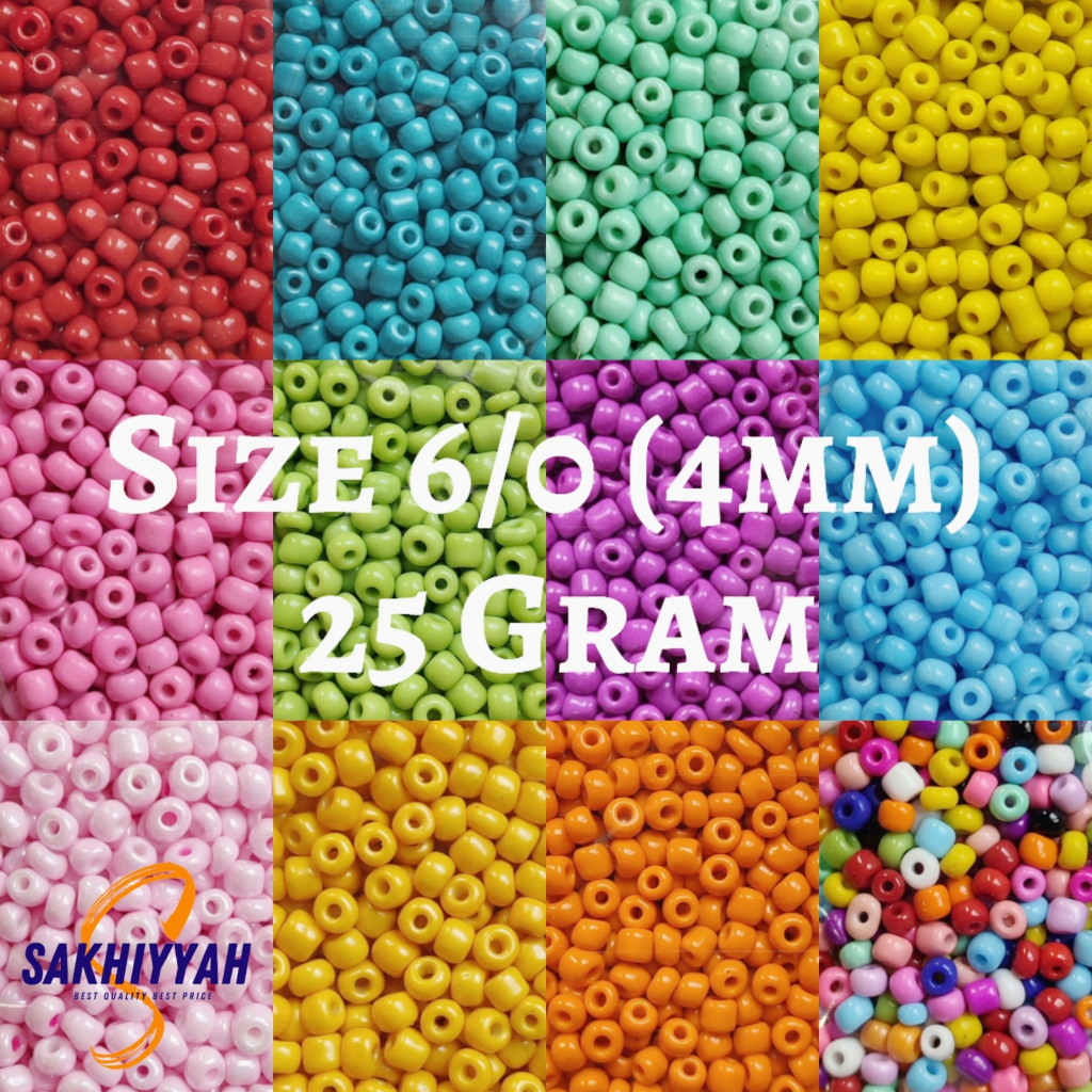 [4MM - 25 GRAM Packing Ziplock] Manik Mote Pasir 4mm (0.4cm) 6/0 25gr