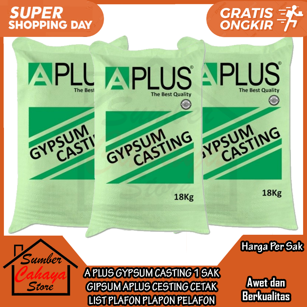 A PLUS GYPSUM CASTING 1 SAK GIPSUM APLUS CESTING CETAK LIST PLAFON PLAPON PELAFON PELAPON SEMEN CEME