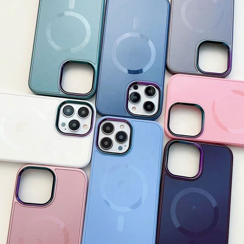 Magnetic Solid Candy Phone Case For Iphone 14 13 12 11 Pro Max Rainbow Color AG Magnetic