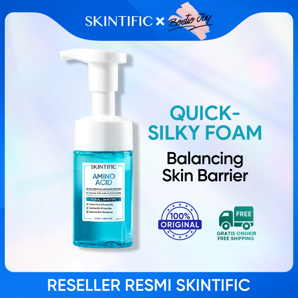 【BPOM】SKINTIFIC Amino Acid Face Wash Ultra Gentle Cleansing Mousse 100ml Pembersih Wajah Facial Cleanser