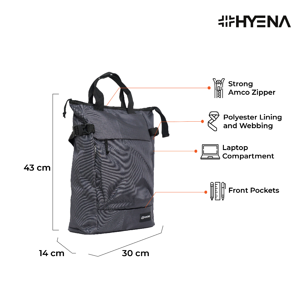 HYENA [ZL32] - TAS RANSEL TOTE BAG 2 IN 1 MULTIFUNGSI “NOBU 2.0” SERIES