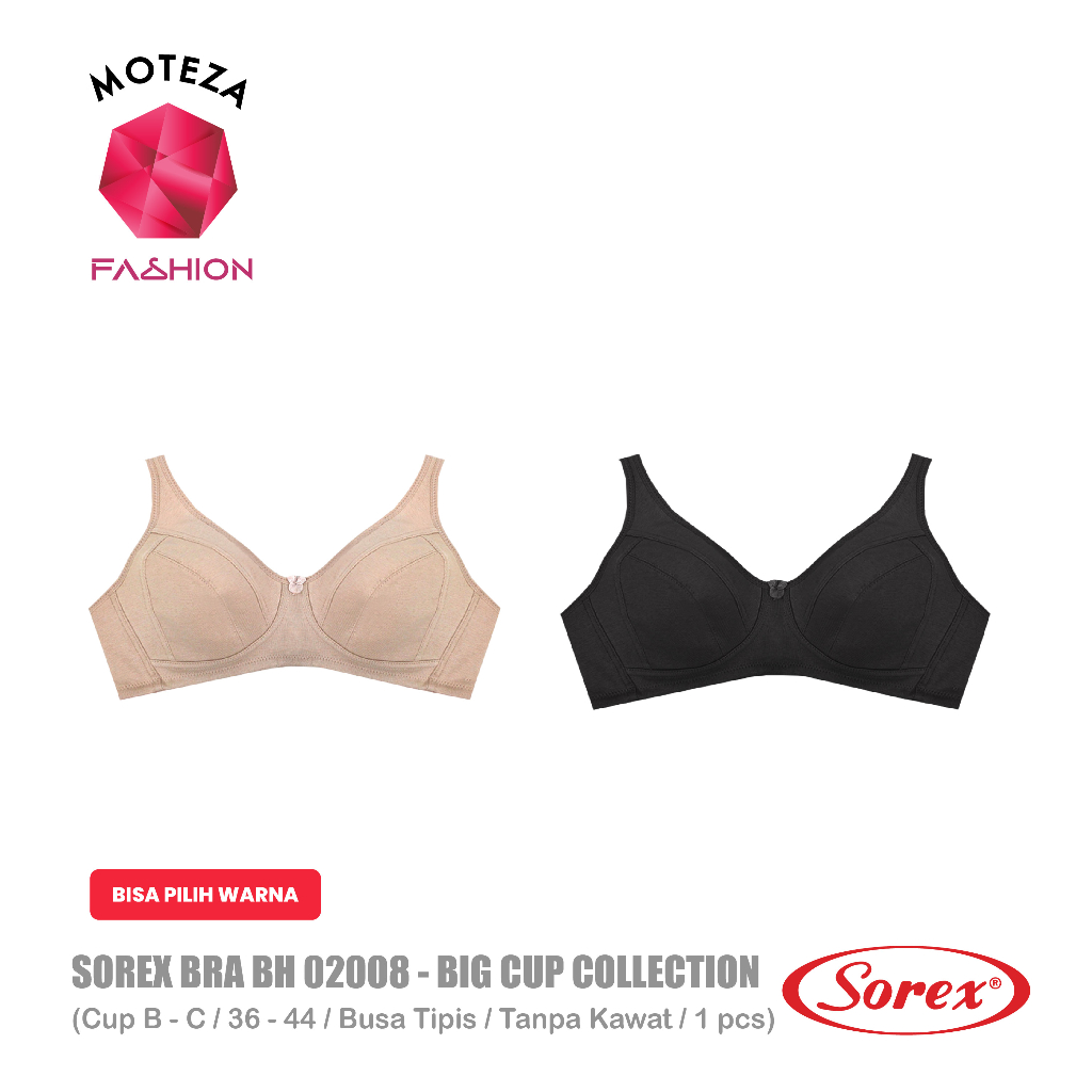 Sorex Bra Wanita - BH 02008 Busa Cup Besar Tanpa Kawat Kait 3 - BIG CUP Collection