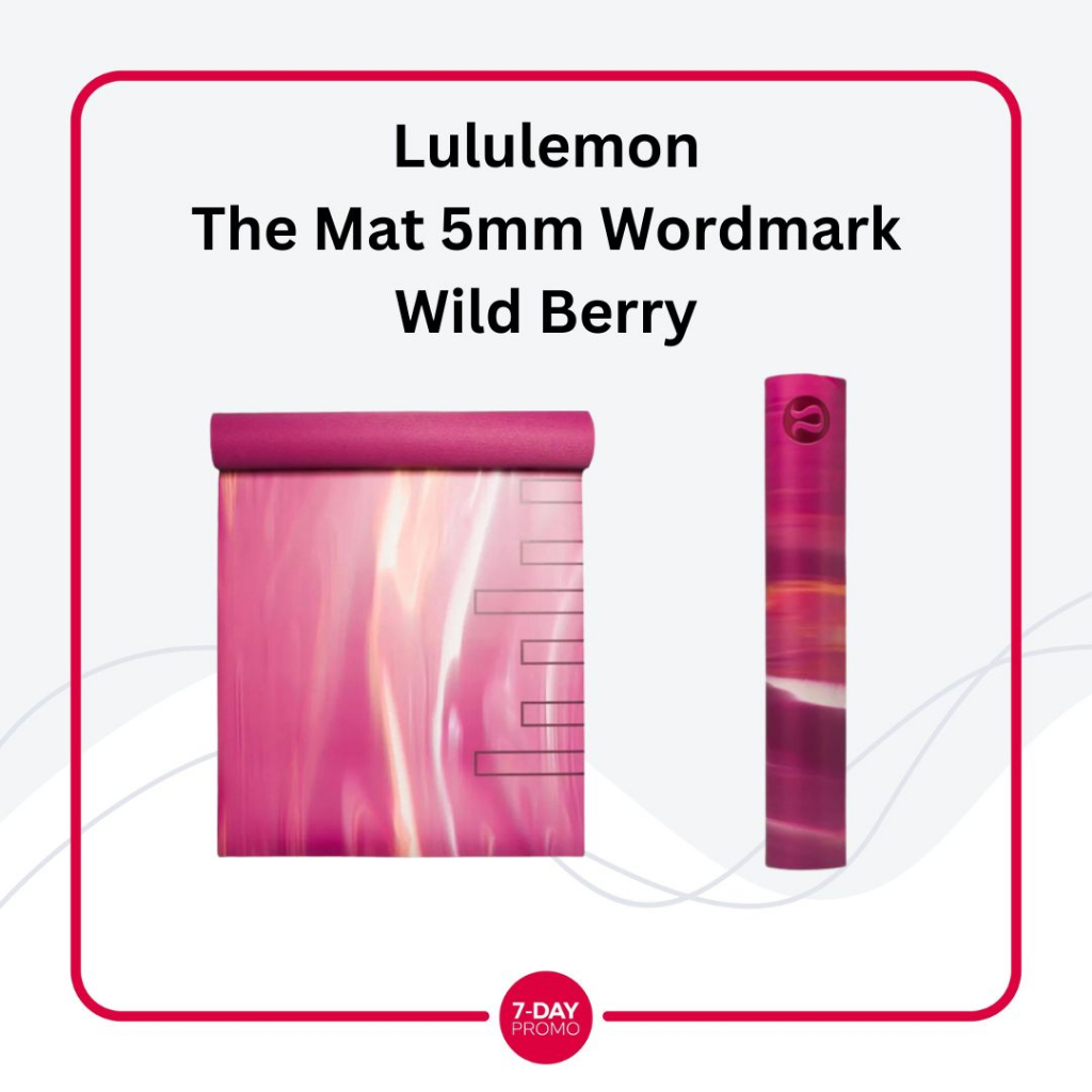 Lululemon The Mat 5mm Wordmark Yoga Mat White Wild Berry