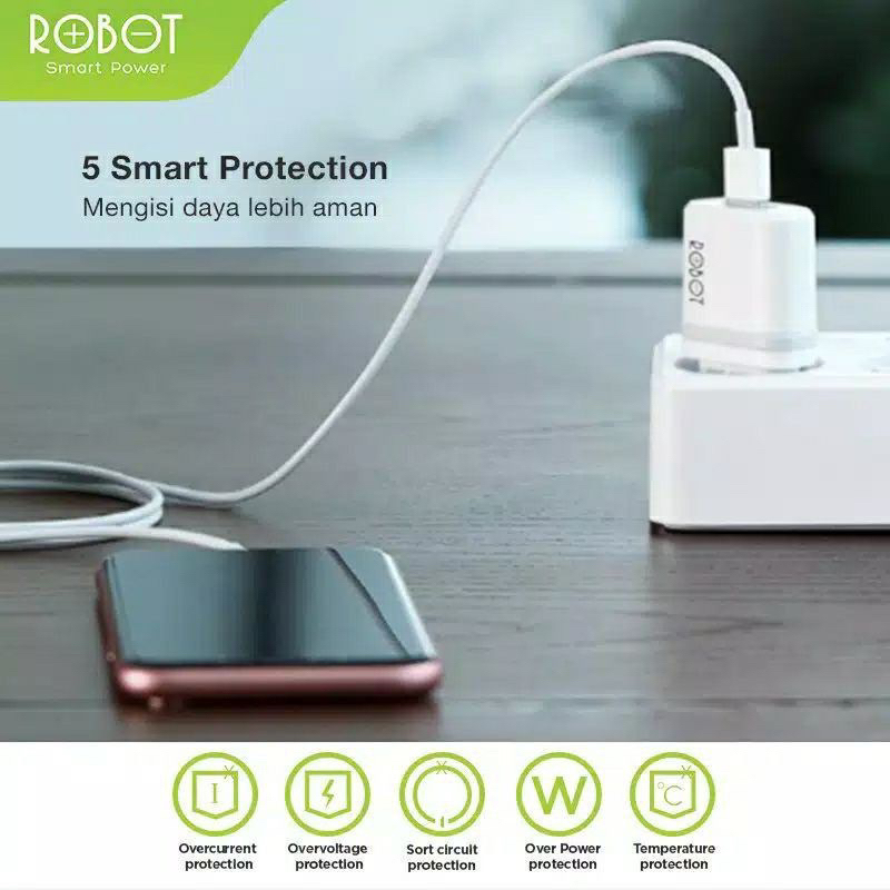 Original Robot charger android kabel Micro usb Sigle Port Usb Smart Charge Protection