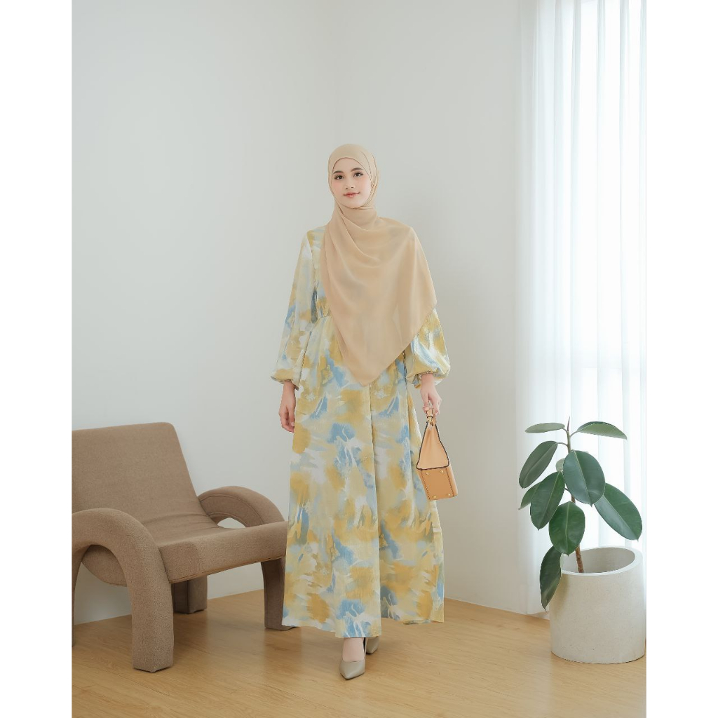 Izzora Dress by Le Khari | Gamis Bahan Crinkle Bertexture Size S-XL| Homedress Adem  Gamis Dewasa Ca