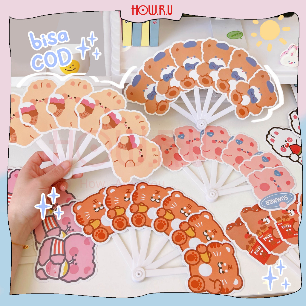 HOW.R.U | Kipas Tangan Lipat Karakter / Cute Folding Fan