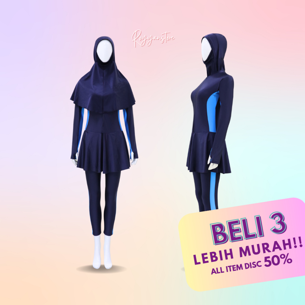 Baju Renang Wanita Muslim Dewasa Model Baru Polos Jilbab Panjang