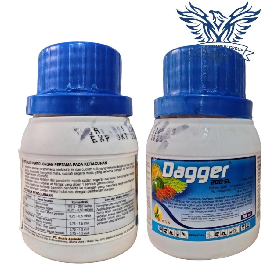 DAGGER 200SL 60 ml Insektisida Imidakloprid 200 g/l Untuk Wereng Coklat Thrips Kutu Daun Biotis Agrindo