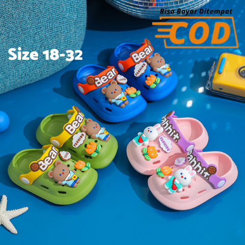 SH2324 Sepatu Sendal Bapao Karakter Kartun Sendal Anak Baim Baby Kartun Lucu Elastis Anti Slip Usia 1-6 Tahun Ukuran 18-28