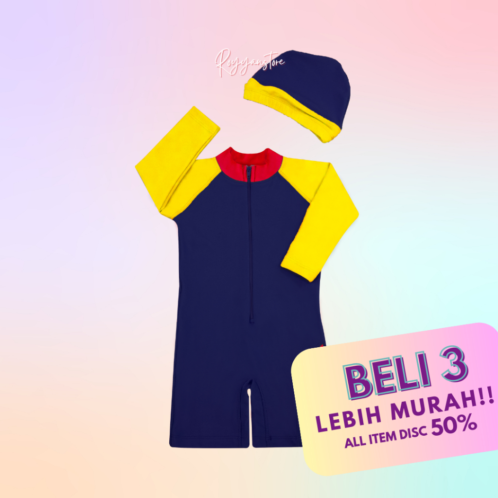 Baju Renang Anak Laki-Laki Model Diving Tangan Panjang Terbaru Usia 3-24 Bulan || FREE TOPI