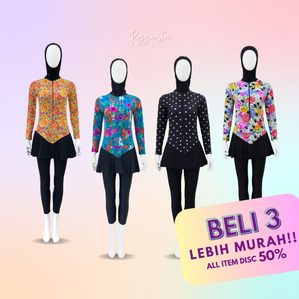 Baju Renang Wanita Muslim Dewasa Motif