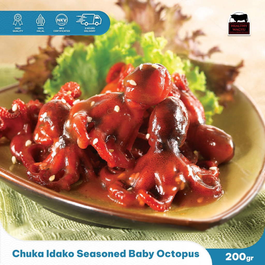 

Chuka Idako Seasoned Baby Octopus Gurita Berbumbu Premium Halal 200gr Healthy Wagyu