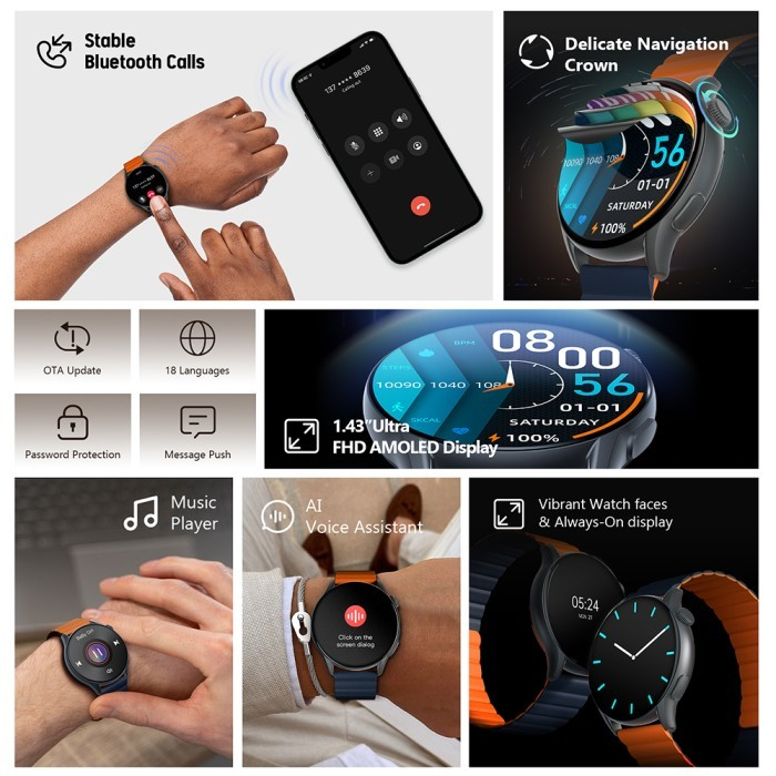 Kieslect KR Pro Smartwatch AMOLED Calling Smart Watch Jam Tangan