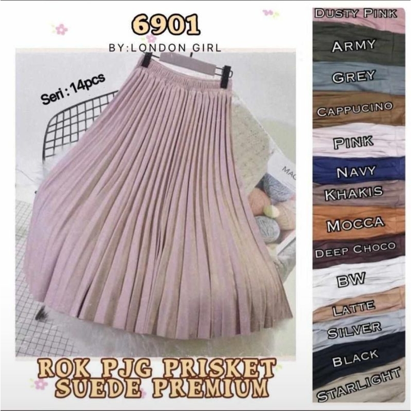 ROK PANJANG PLISKET SUEDE PREMIUM