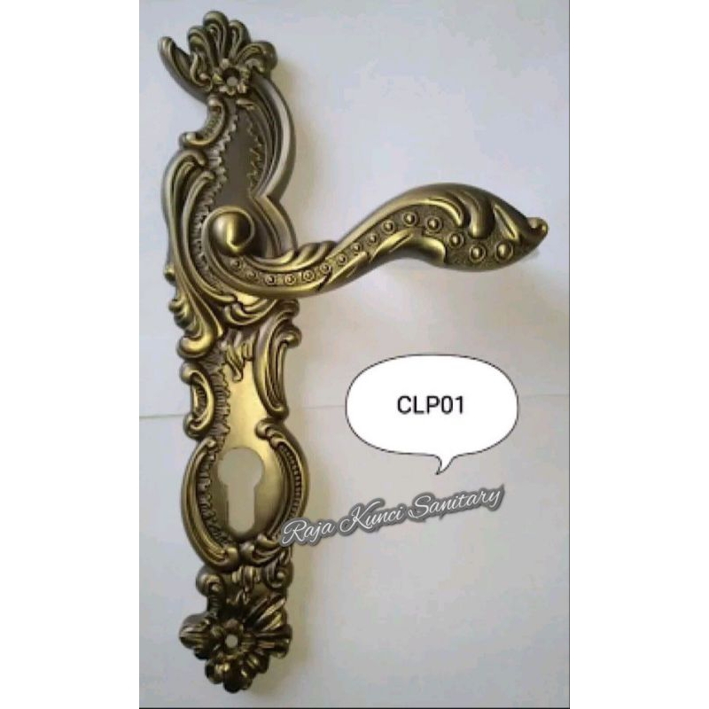 Handle Pintu Plate SES Spain Antique Brass/Ukir/Gagang/Pegangan Pintu