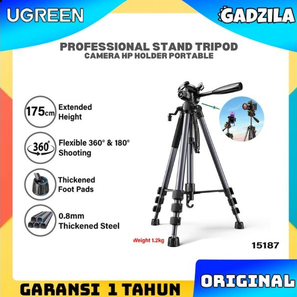 UGREEN Professional Stand Tripod Camera HP Phone Holder Monopod Portable Kamera Dslr Mirrorless Dan Smartphone 15187