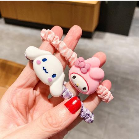^ KYRA ^ Ikat Rambut Pita Scrunchie Ala Korea Aksesoris Rambut Imut Lucu Karakter Kuromi Melody Kepang