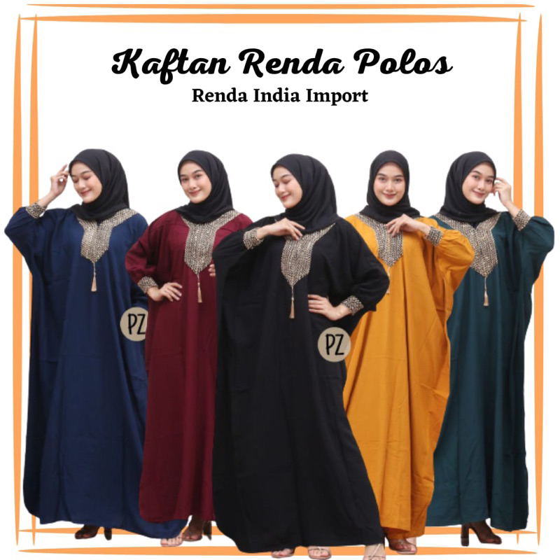 Kaftan Renda India Import polos lengan panjang busui jumbo