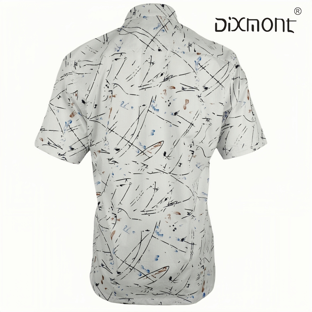 Dixmont Kemeja Pria Basic Formal Motif Lengan Pendek Hem MS00923