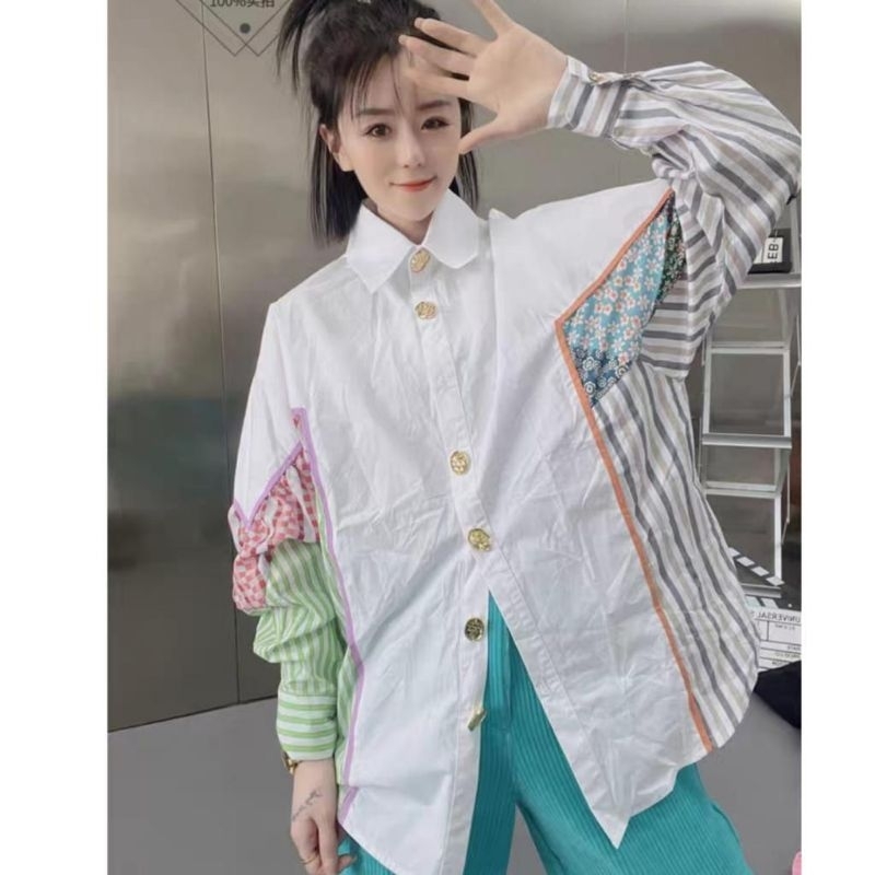 MDLV ~ 2450# Franda Patchwork Shirt Kemeja Oversize