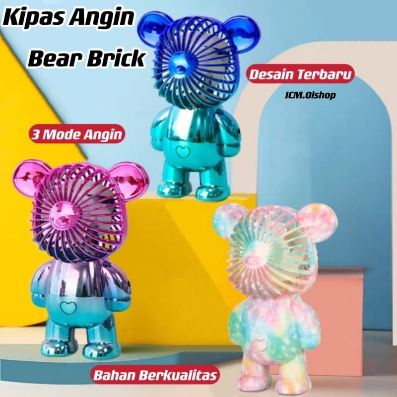 Kipas Angin Mini Portable Bear Imut Lucu USB Charge Fan 3 Speed⭐ ICM ⭐