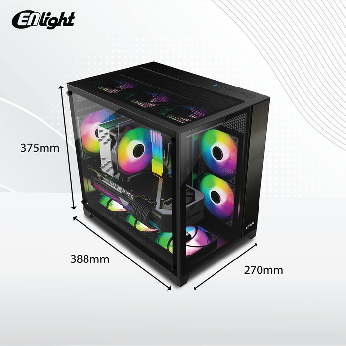 CASING ENLIGHT Z6 BLACK + 3 Fan F123 Auto RGB 6pin - Tempered Glass