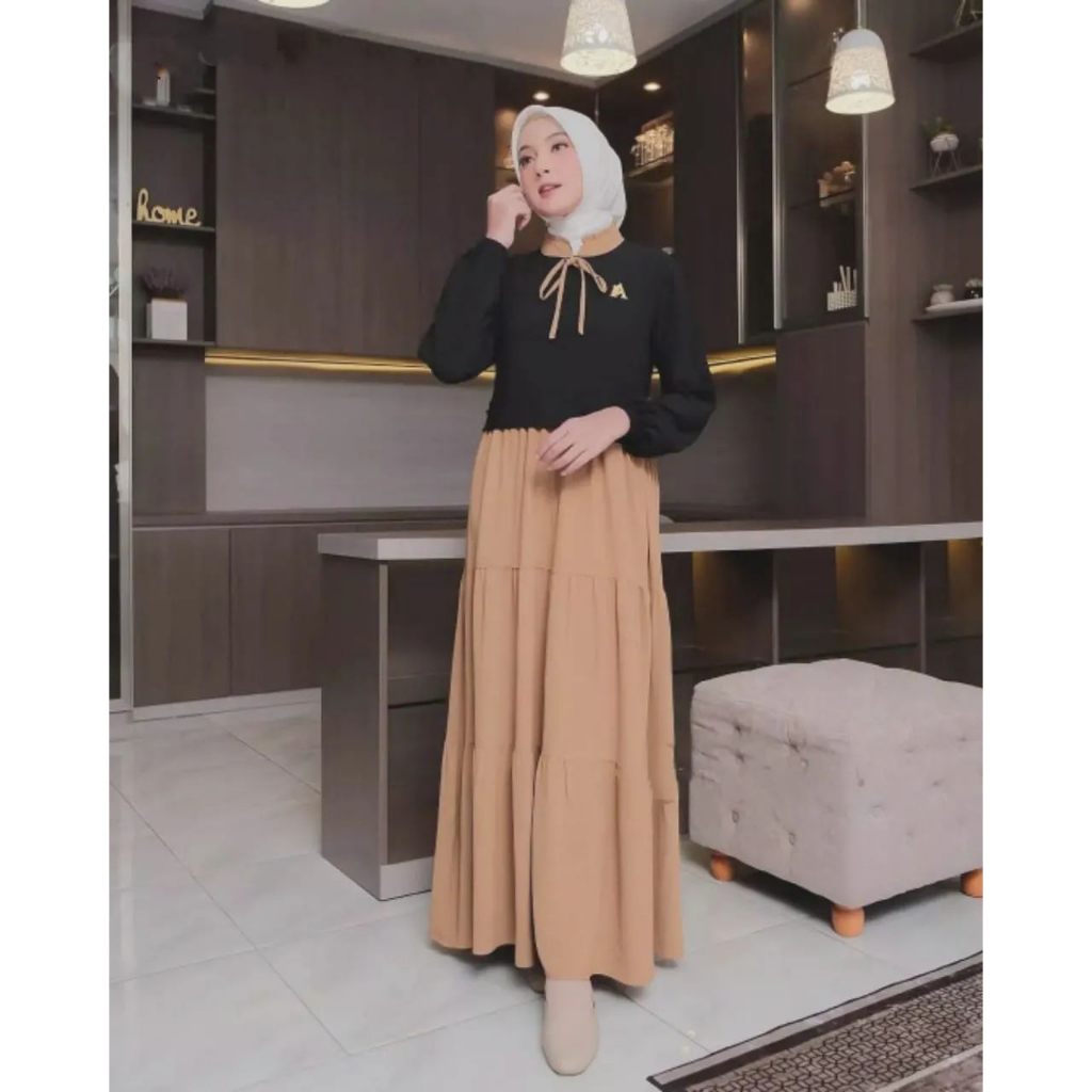 Gamis Crinkle Airflow Premium Dress Kondangan Fashion Muslim Baju Wanita Kekinian Gamis Remaja Nazwa Dress