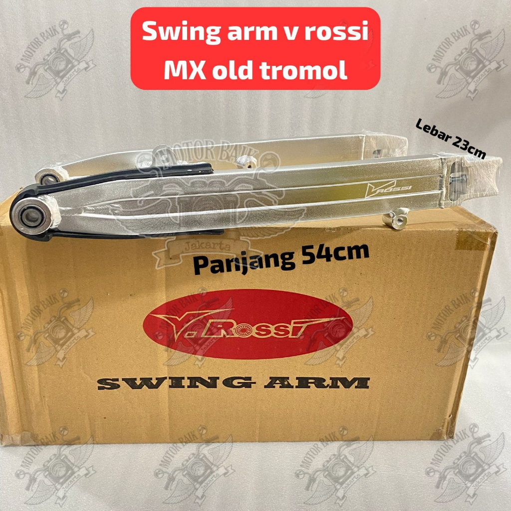 swing arm lengan ayun jupiter MX old belakang tromol merk ROSSI VROSSI silver tanpa stabilizer kompl