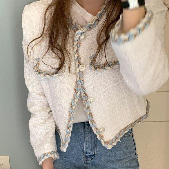 XIAOZHAINV Korean Style Cardigan Lengan Panjan Wanita Crop Pendek 0801/Baju Wanita Kekinian