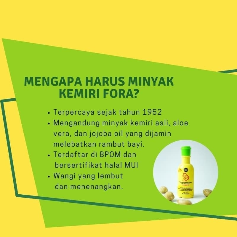 FORA Minyak Kemiri penumbuh rambut bayi dan ibu / FORA penyubur rambut bayi jojoba oil